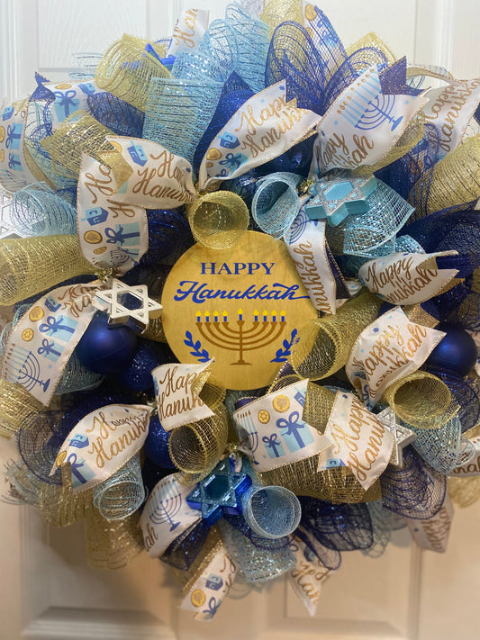 Happy Hanukkah Deco Mesh